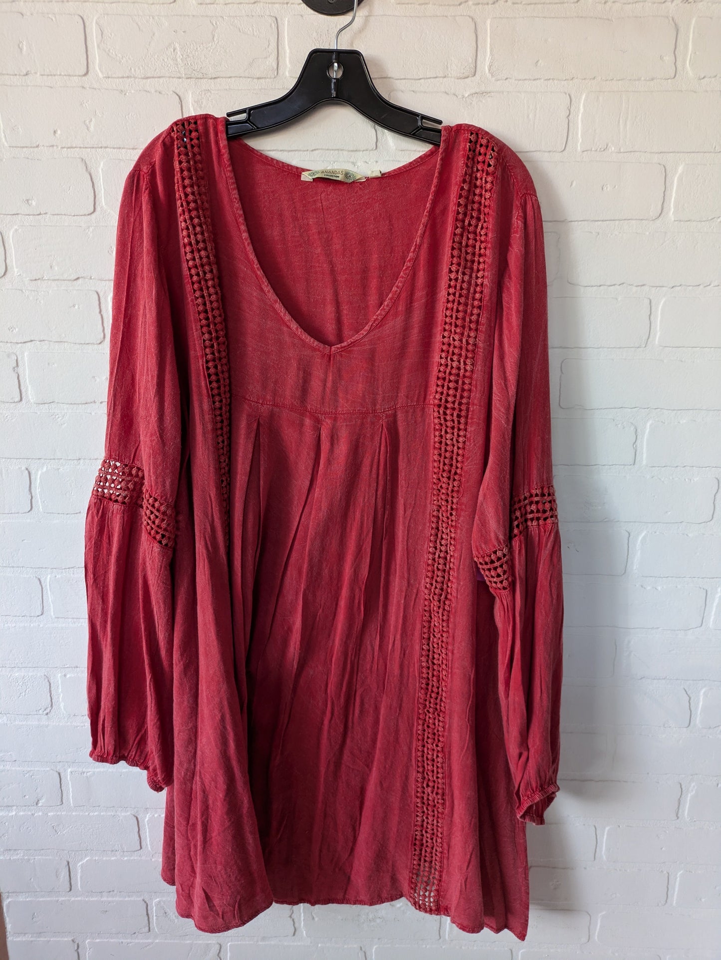 Tunic Long Sleeve By Clothes Mentor In Red, Size: 2x