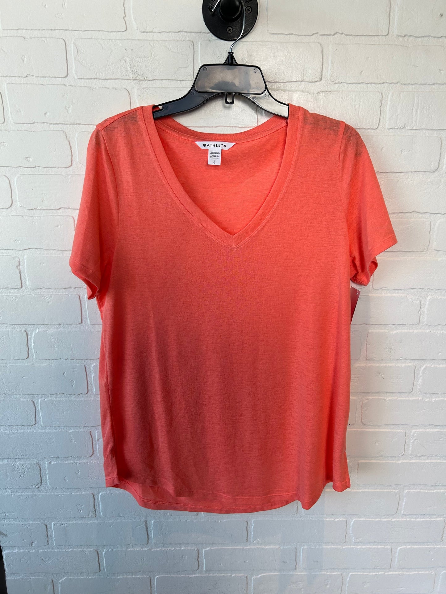 Athletic Top Short Sleeve By Athleta In Orange, Size: L