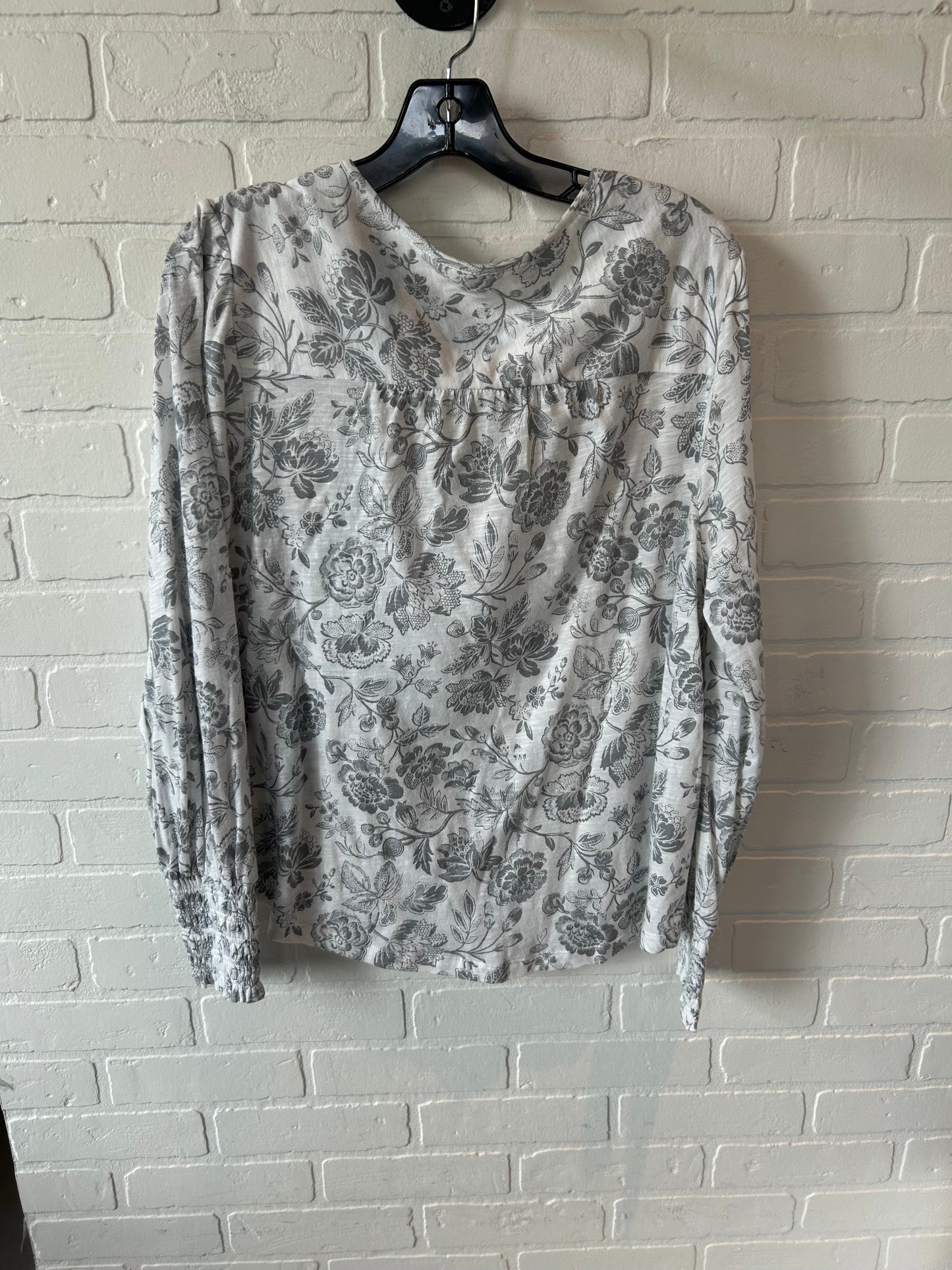 Top Long Sleeve By Lucky Brand In Grey & White, Size: L