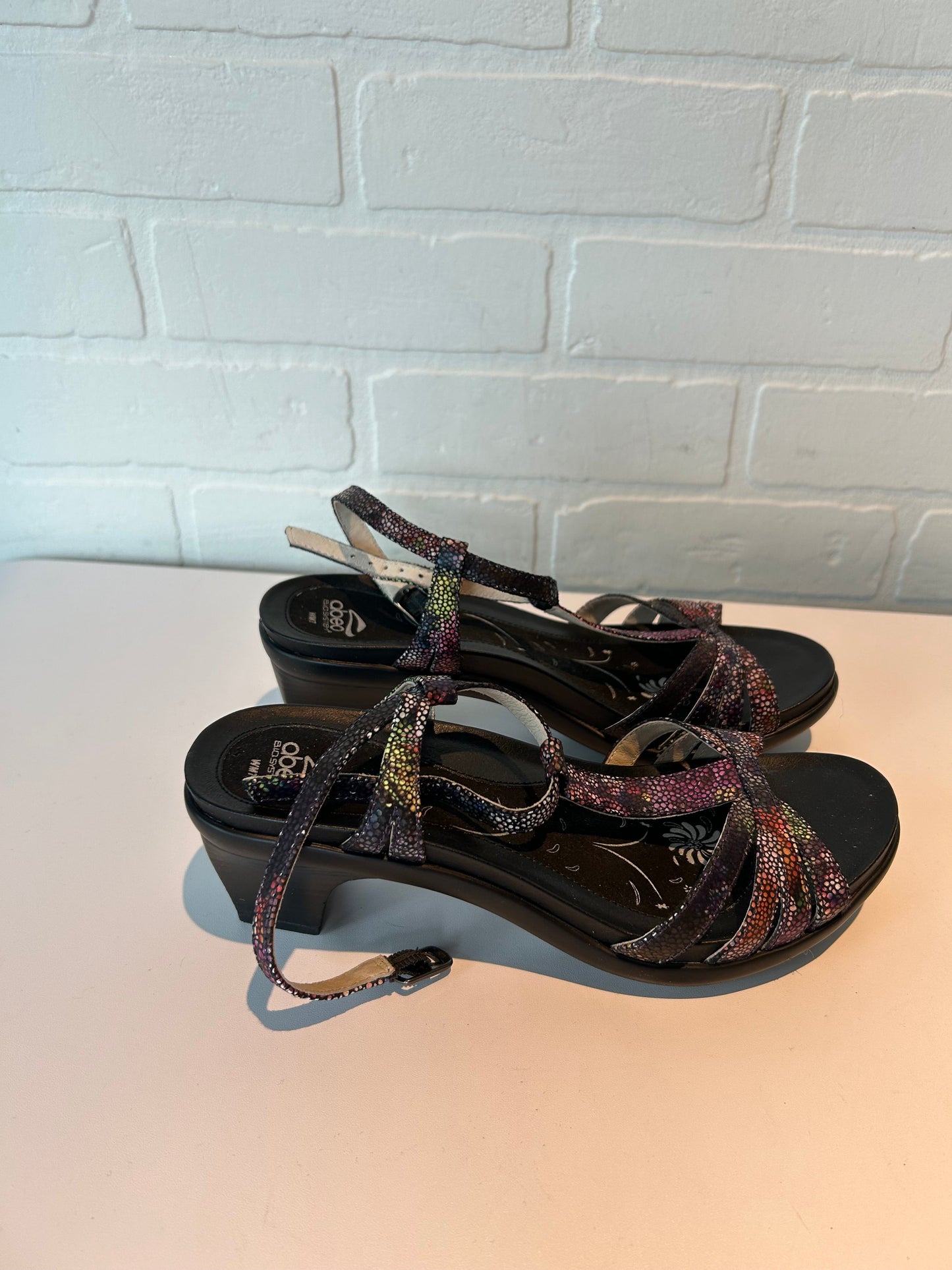 Sandals Heels Block By Abeo In Black & Purple, Size: 7