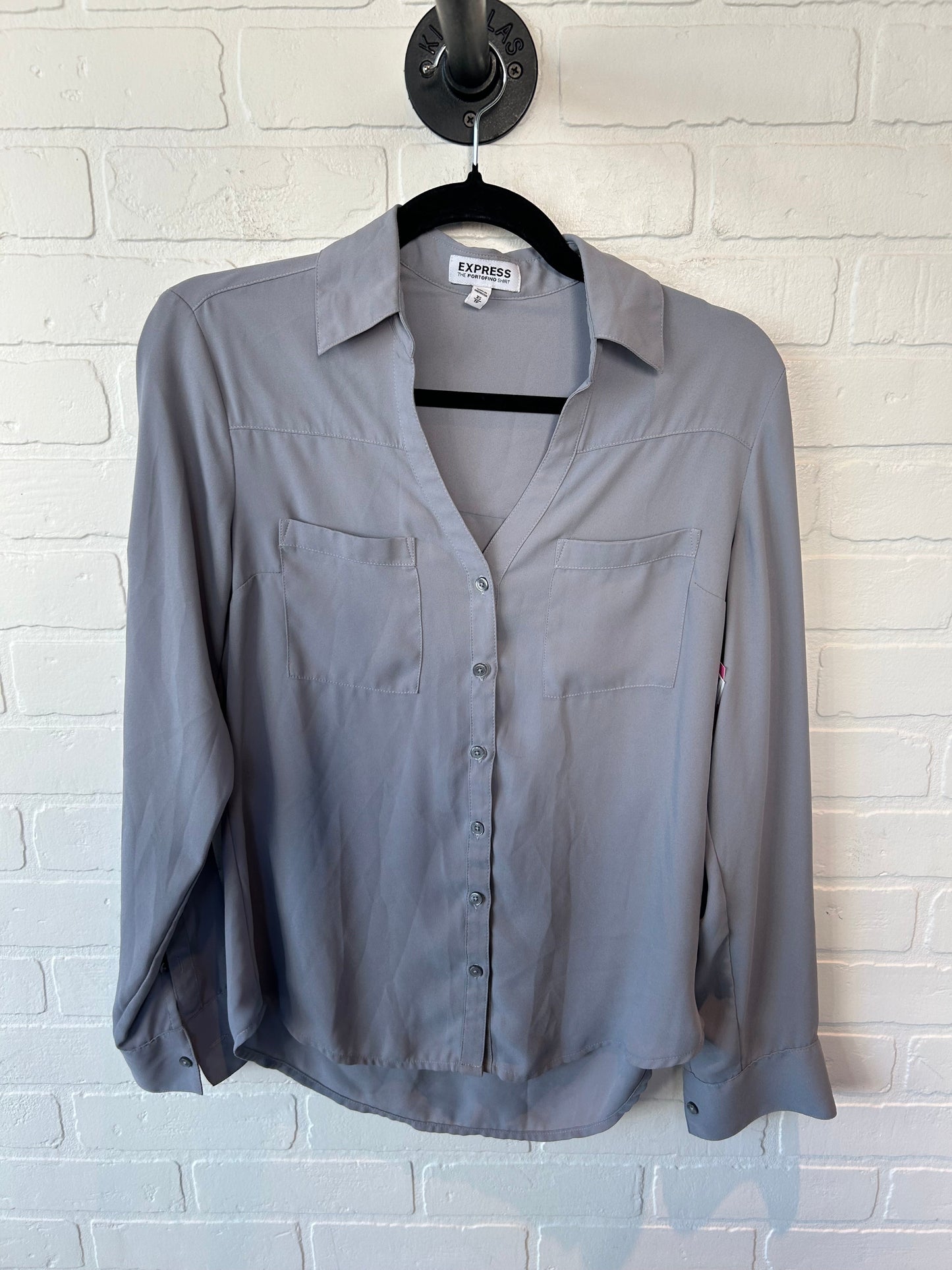 Top Long Sleeve By Express In Grey, Size: Xs