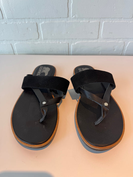 Sandals Flip Flops By Sorel In Black, Size: 7.5