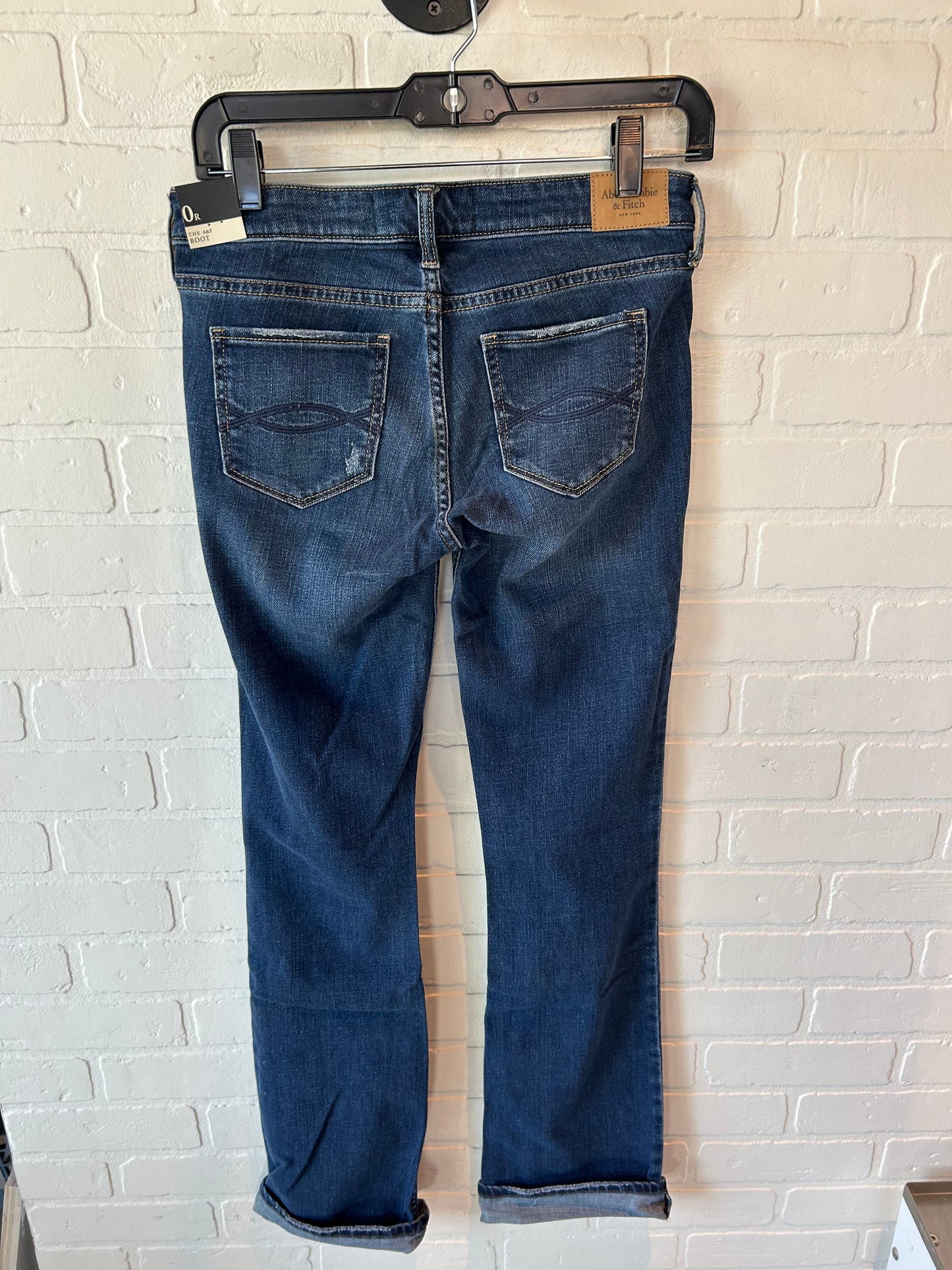 Jeans Boot Cut By Abercrombie And Fitch In Blue Denim, Size: 0