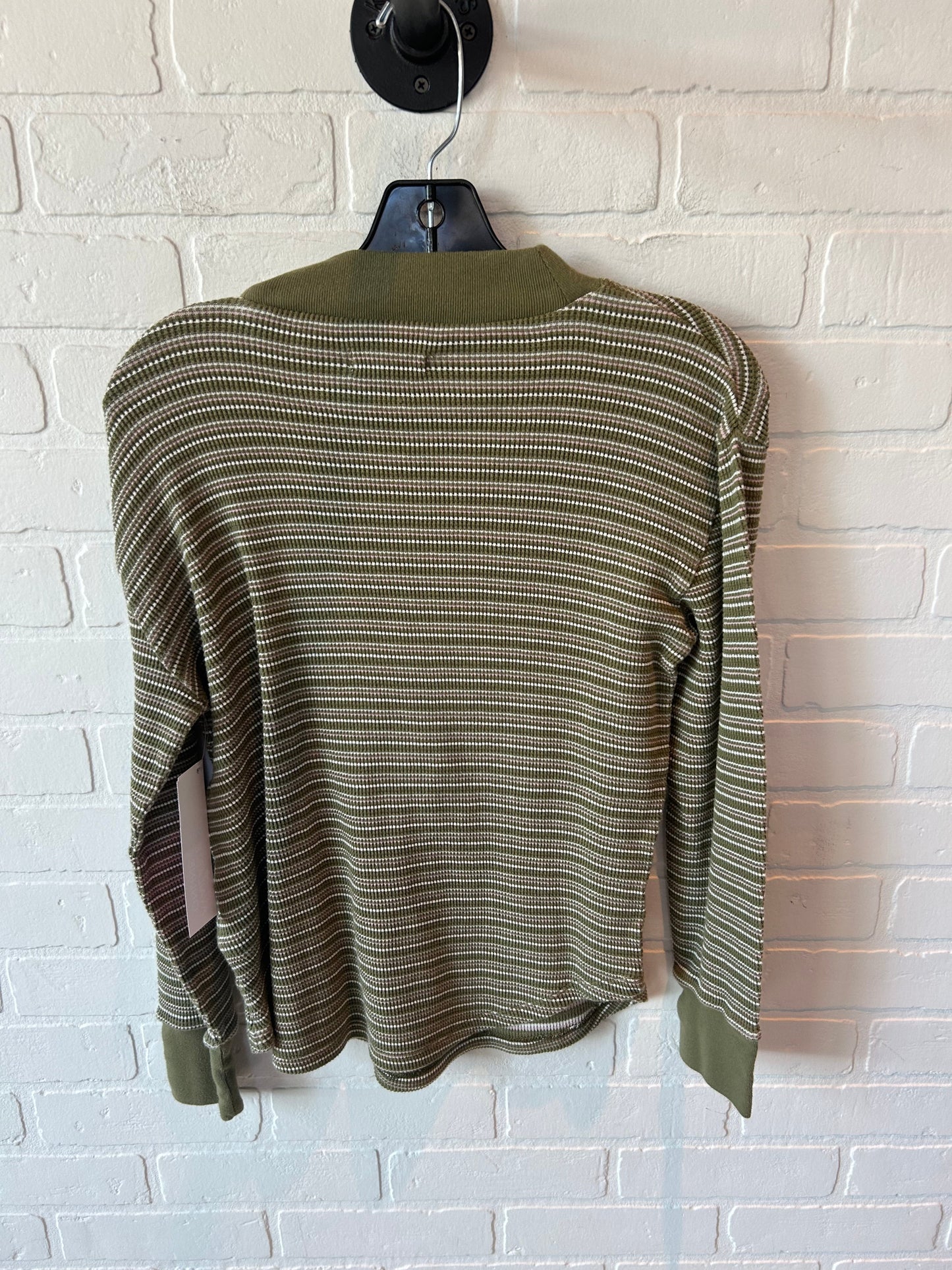 Top Long Sleeve By Madewell In Green & White, Size: Xs