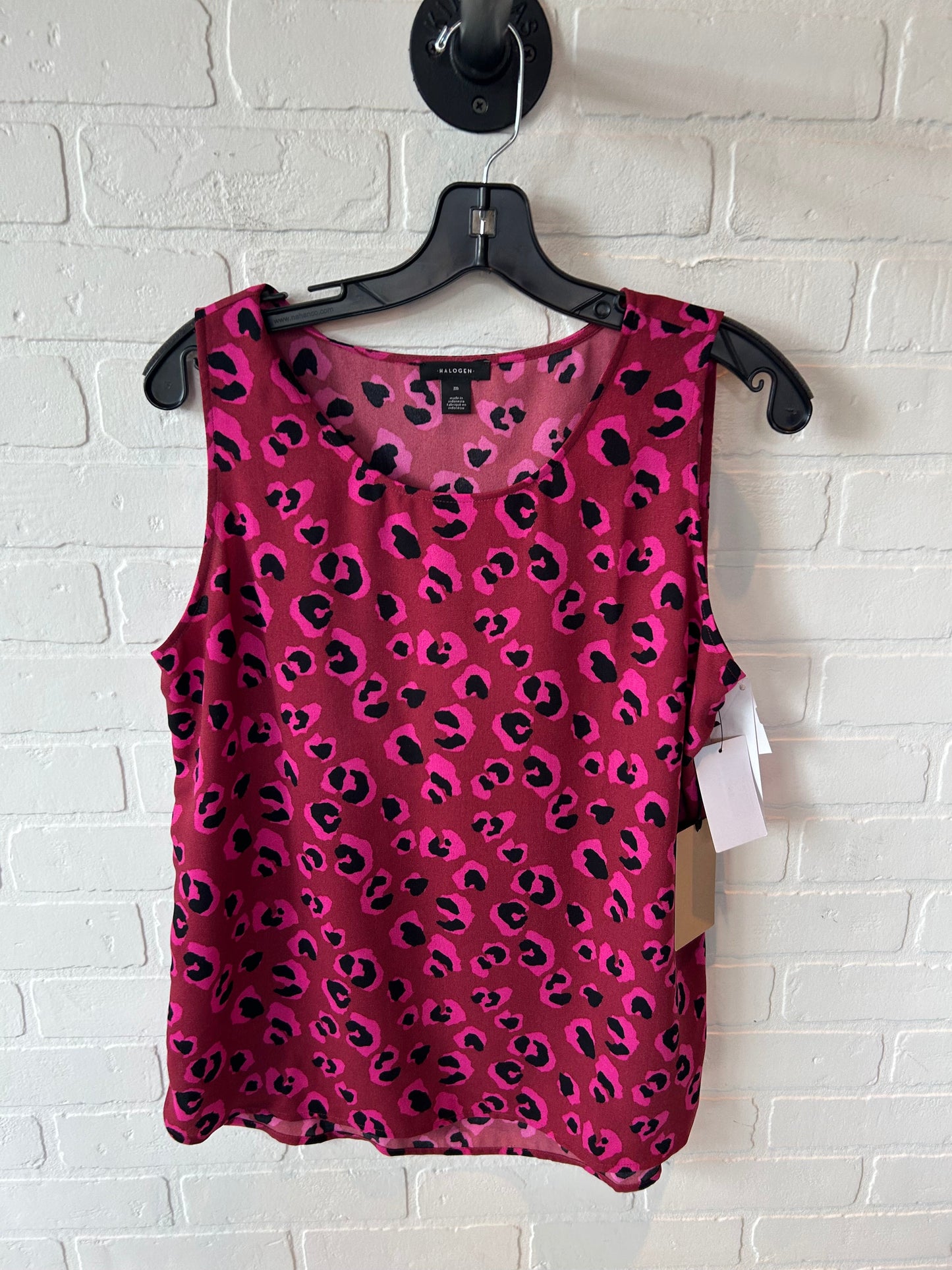 Top Sleeveless By Halogen In Pink & Red, Size: M