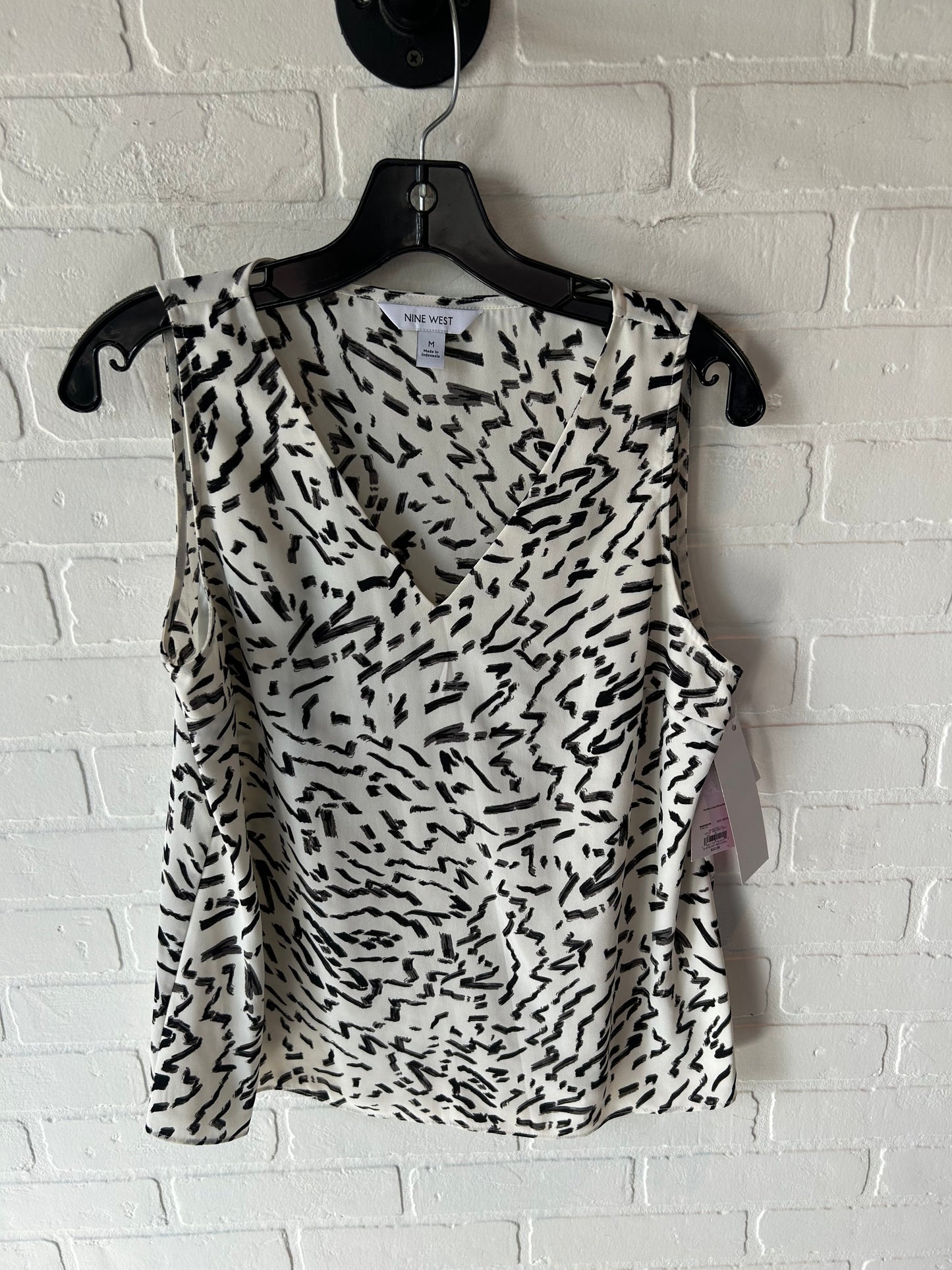 Top Sleeveless By Nine West In Black & Cream, Size: M