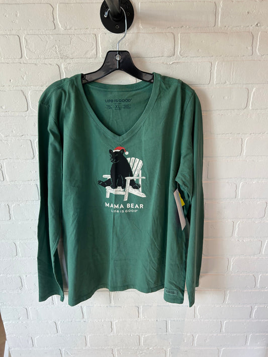 Top Long Sleeve By Life Is Good In Green, Size: Xl