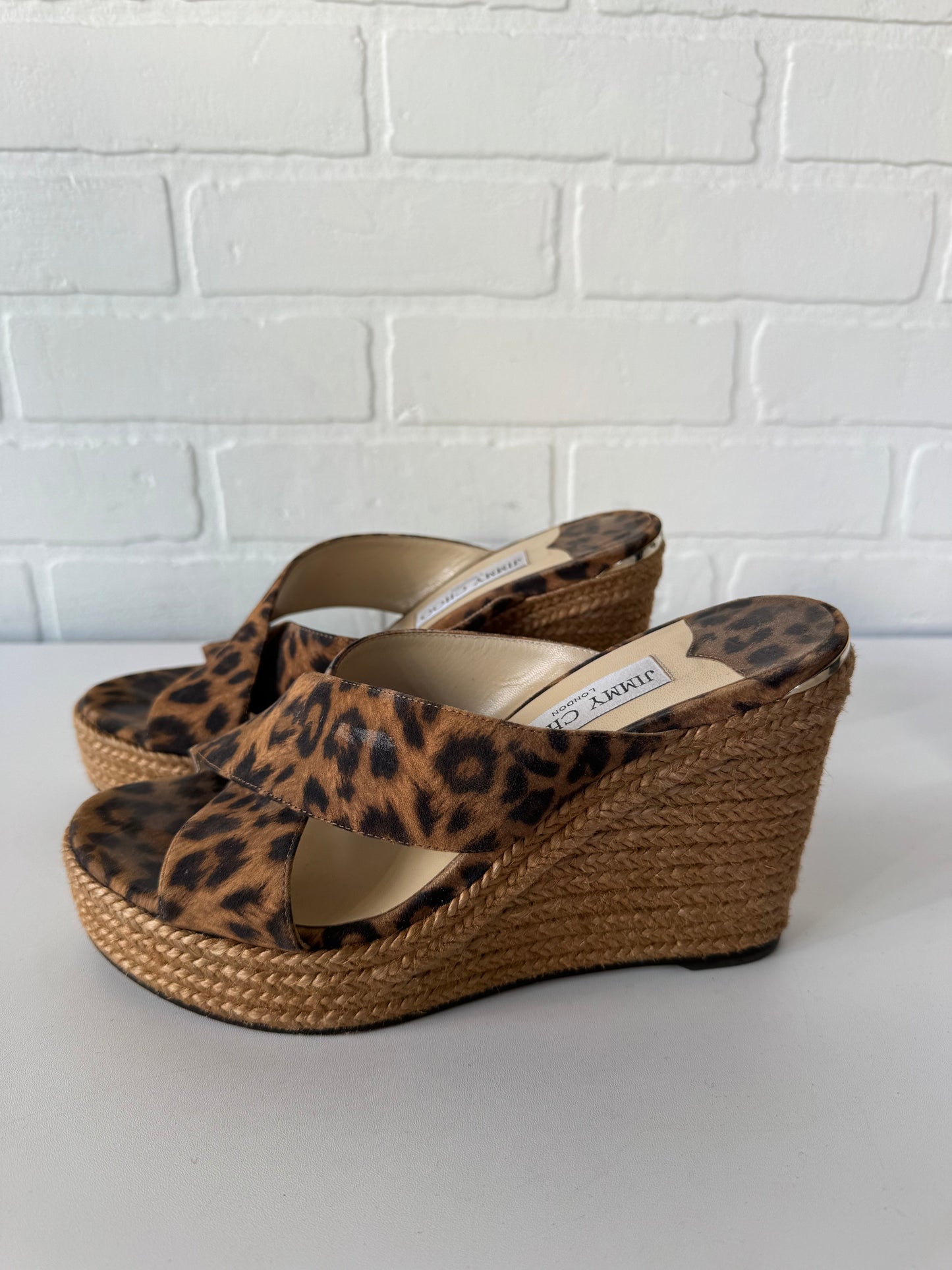 Sandals Luxury Designer By Jimmy Choo In Animal Print, Size: 7