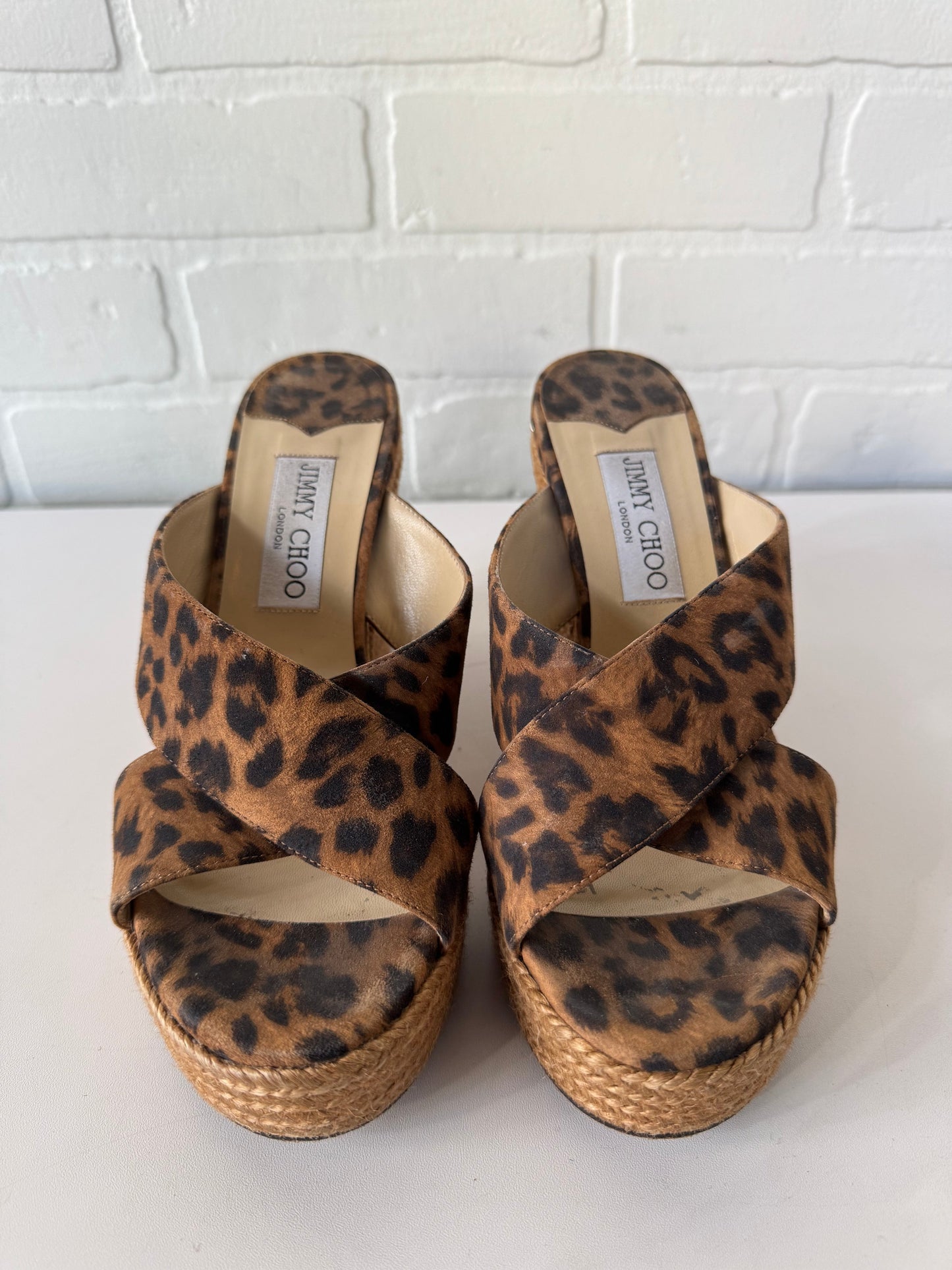 Sandals Luxury Designer By Jimmy Choo In Animal Print, Size: 7