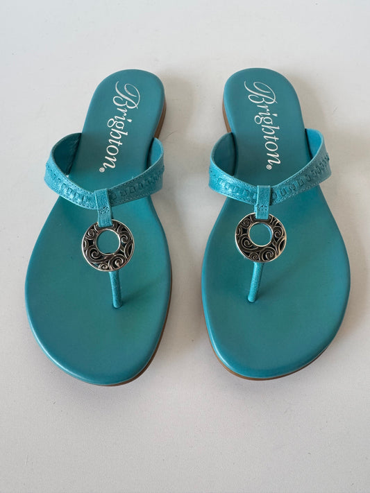 Sandals Flip Flops By Brighton In Blue & Silver, Size: 8