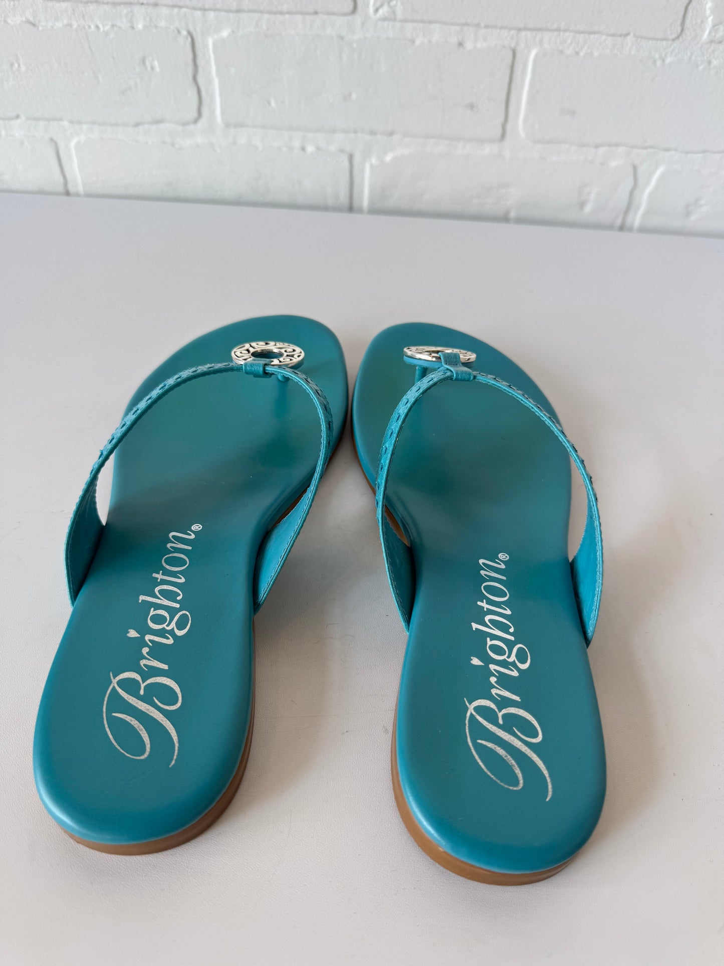 Sandals Flip Flops By Brighton In Blue & Silver, Size: 8