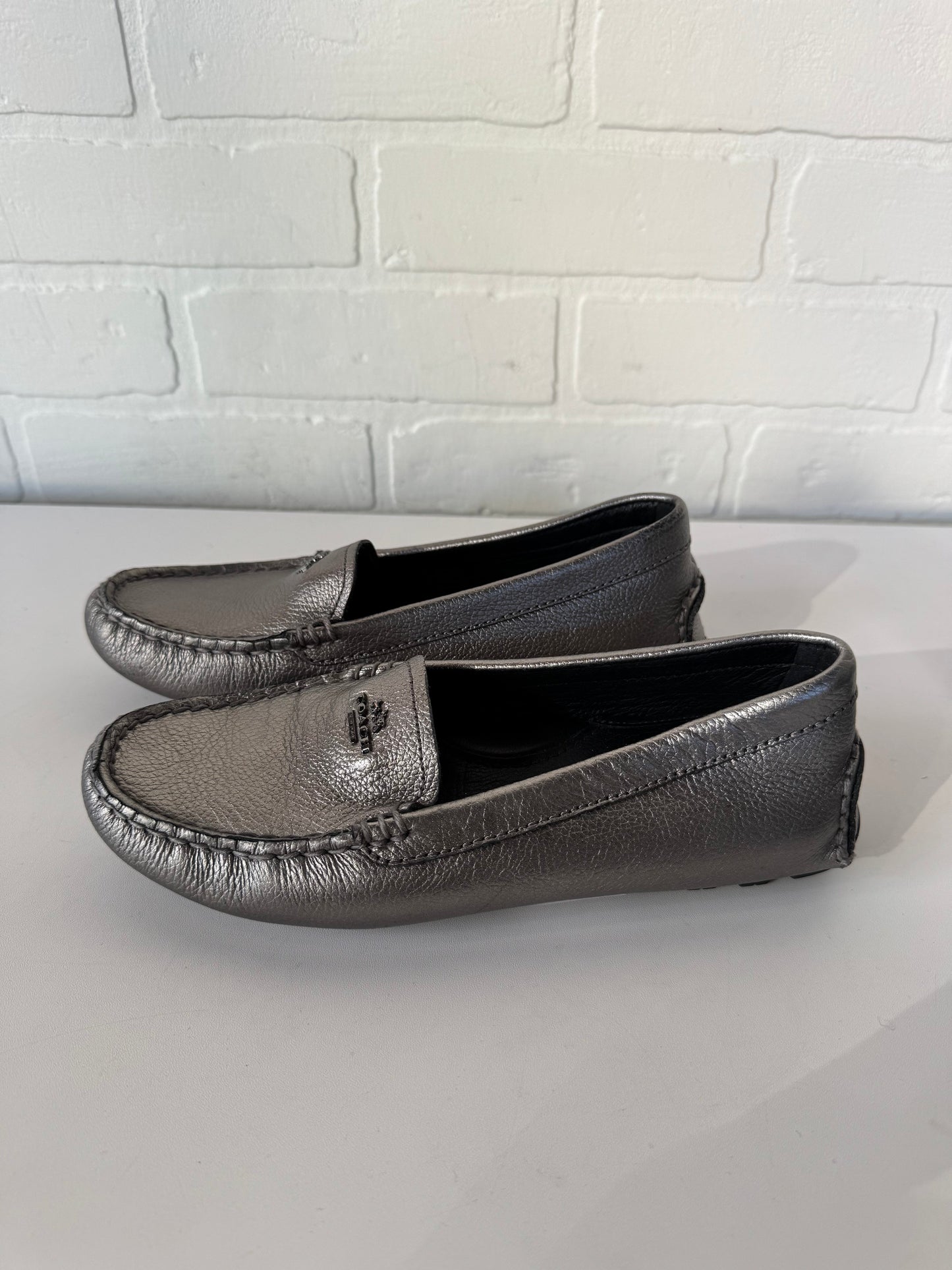 Shoes Designer By Coach In Silver, Size: 5