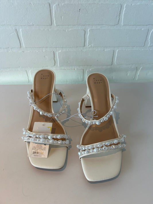 Sandals Heels Block By A New Day In Cream, Size: 11