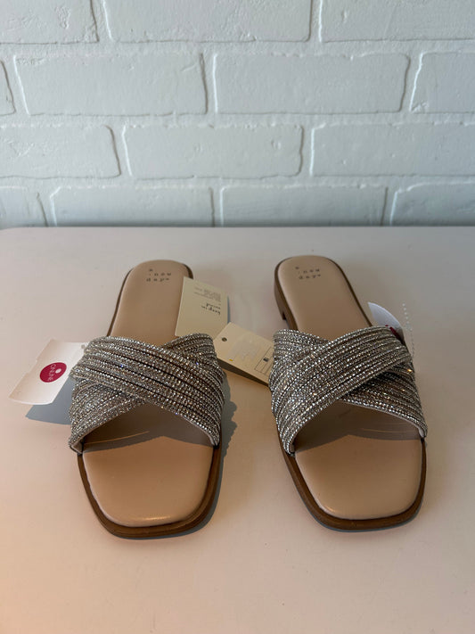 Sandals Flats By A New Day In Silver, Size: 8.5