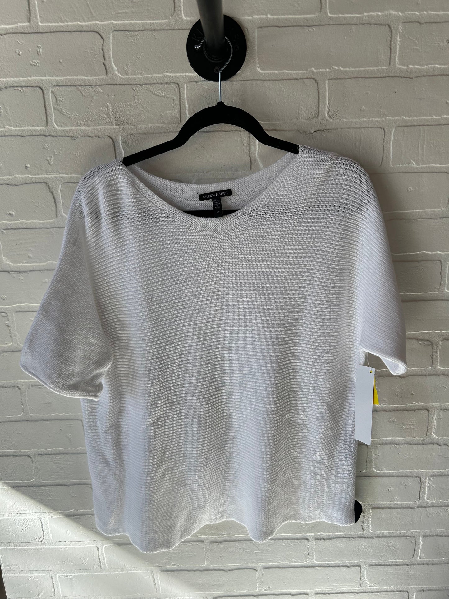 Sweater Short Sleeve By Eileen Fisher In White, Size: S