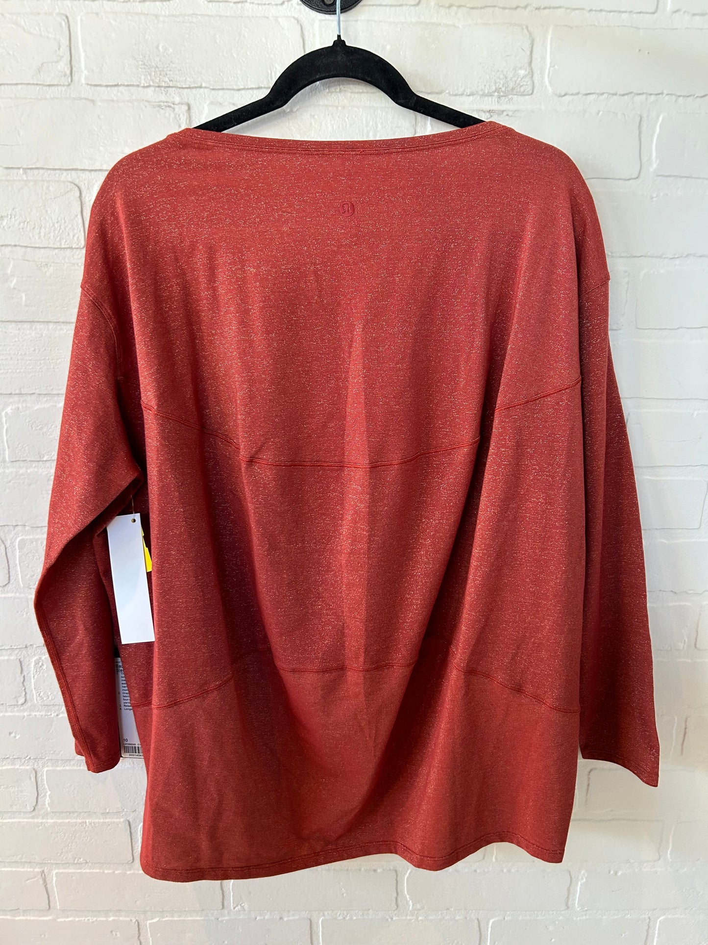 Athletic Top Long Sleeve Crewneck By Lululemon In Orange, Size: M