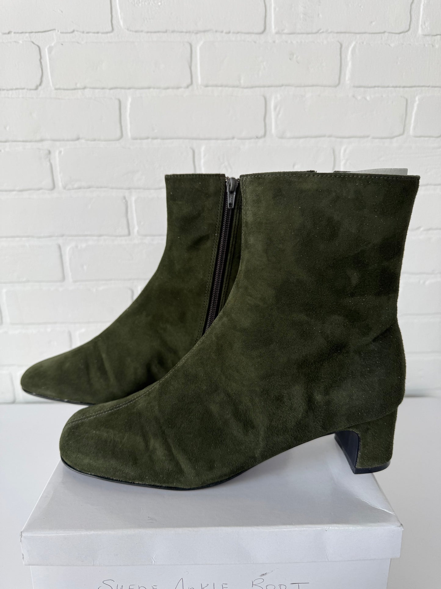 Boots Mid-calf Heels By Aj Valanci In Green, Size: 9.5