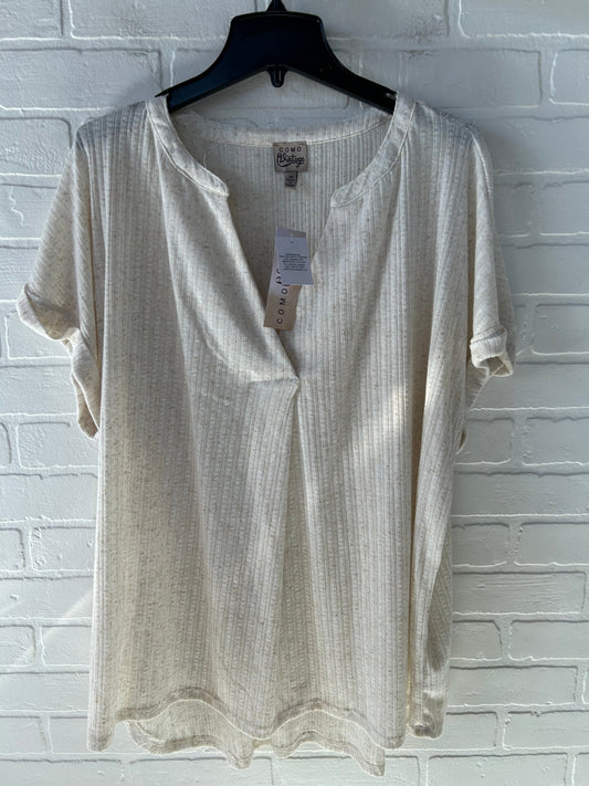 Top Short Sleeve By Como Vintage In Tan, Size: 2x