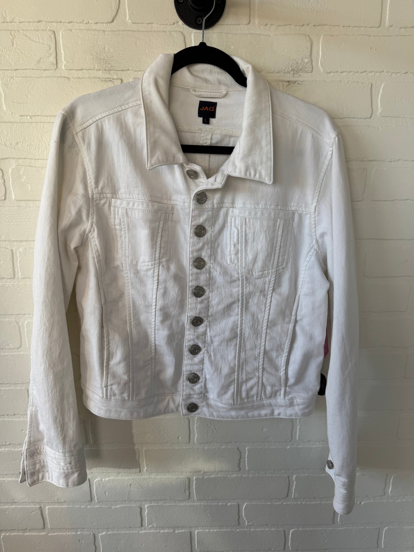 Jacket Denim By Jag In White Denim, Size: L