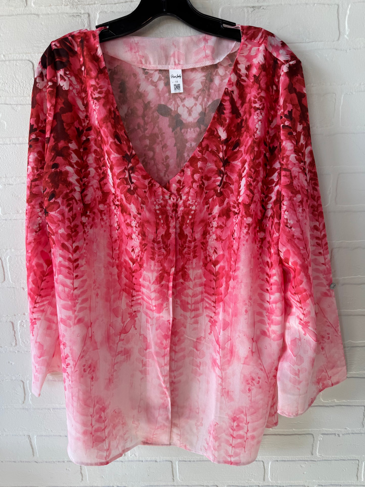 Top Long Sleeve By  PIXIE LADY  In Pink, Size: 1x