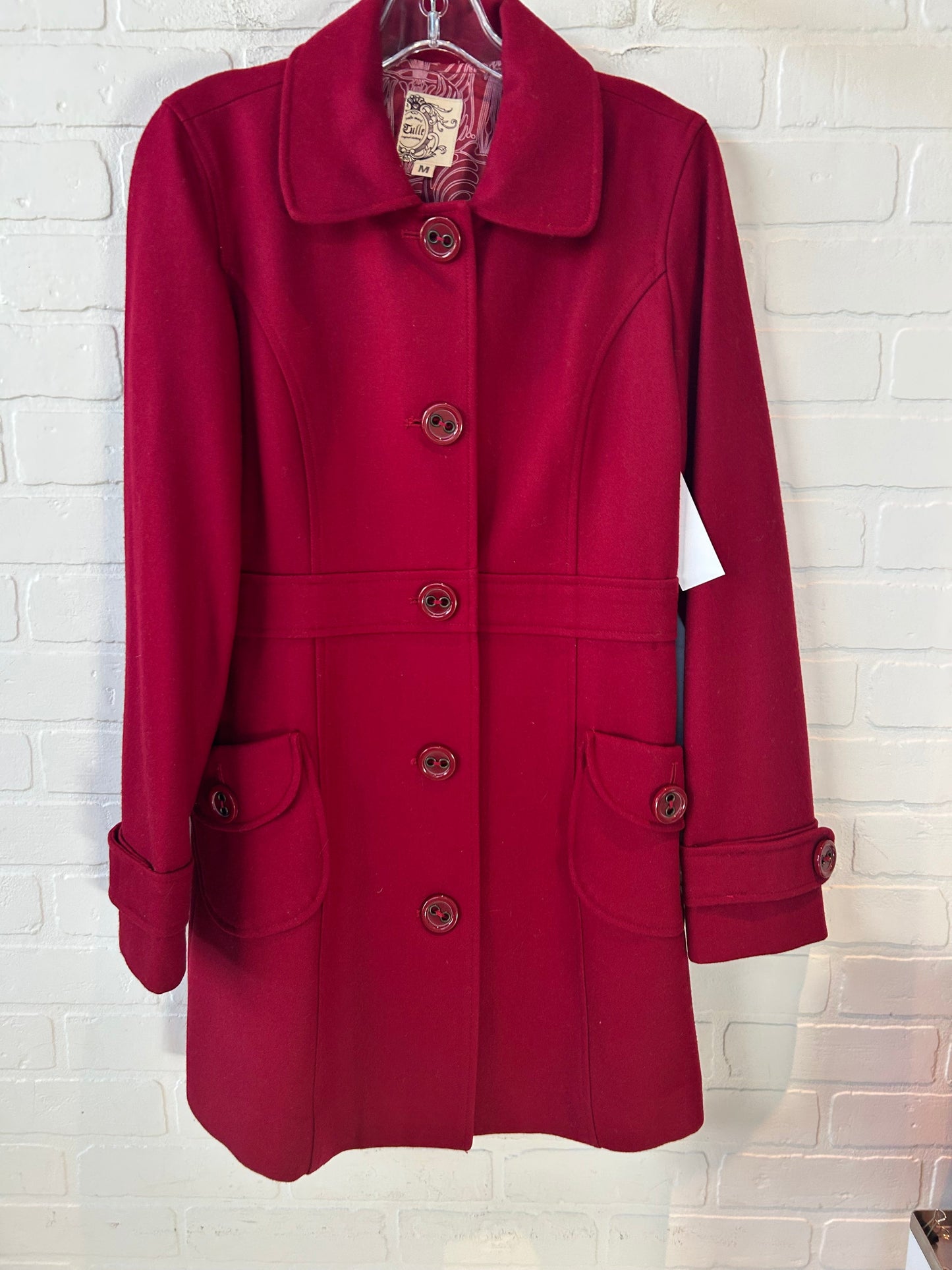 Coat Peacoat By Tulle In Red, Size: M