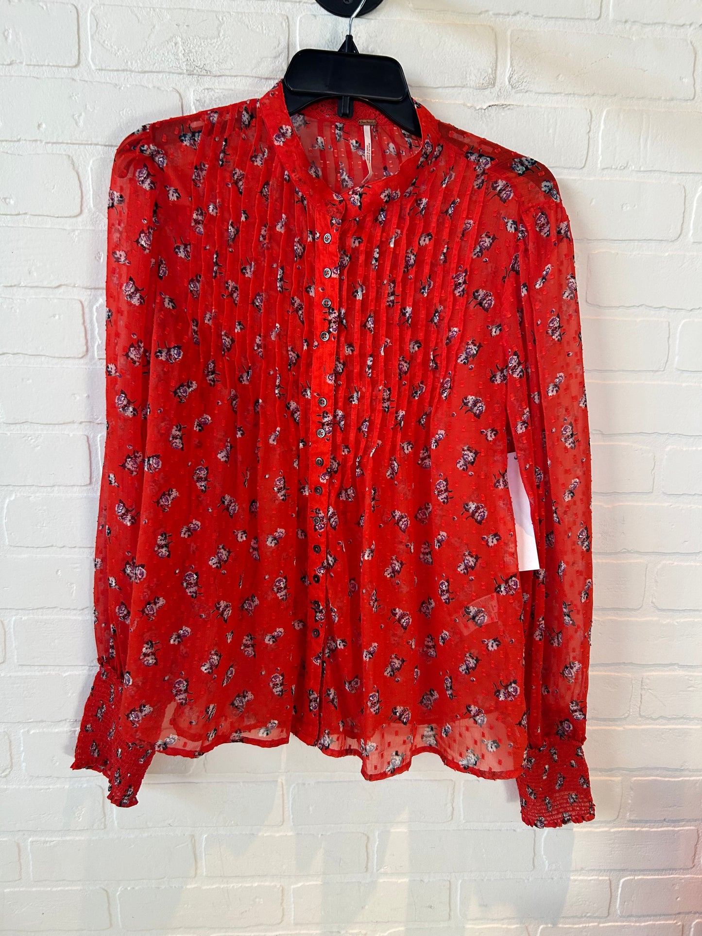 Top Long Sleeve By Free People In Red, Size: M