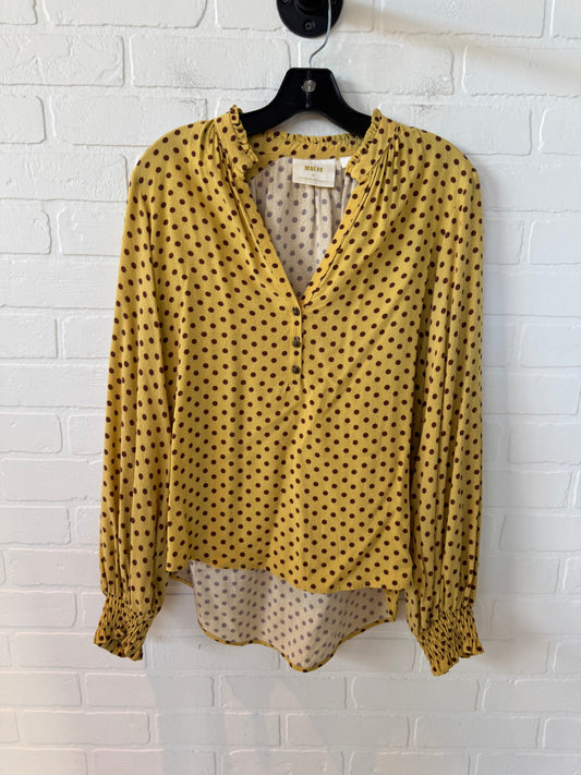 Top Long Sleeve By Maeve In Brown & Yellow, Size: S