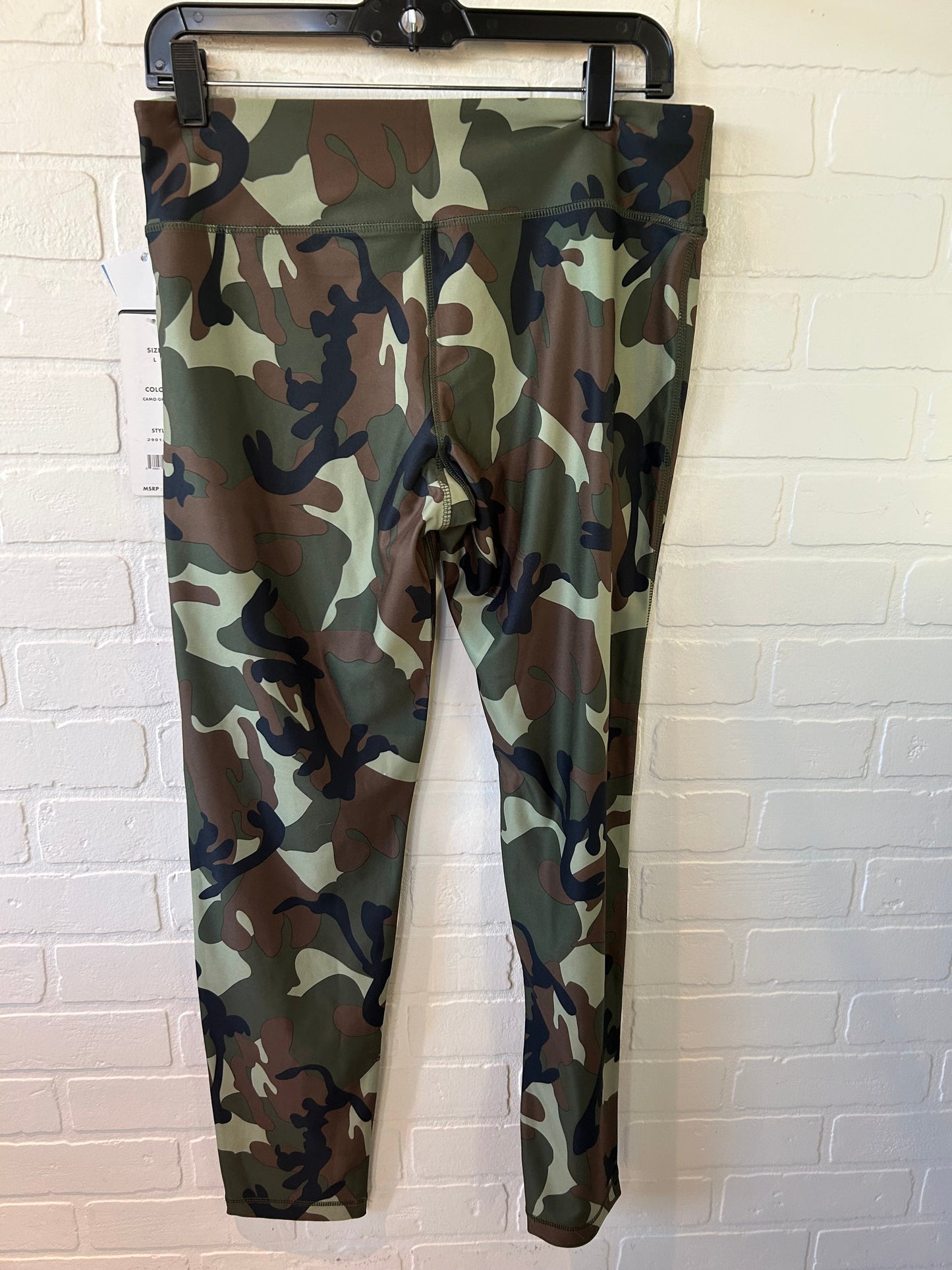 Athletic Leggings By Vogo In Black & Green, Size: 12