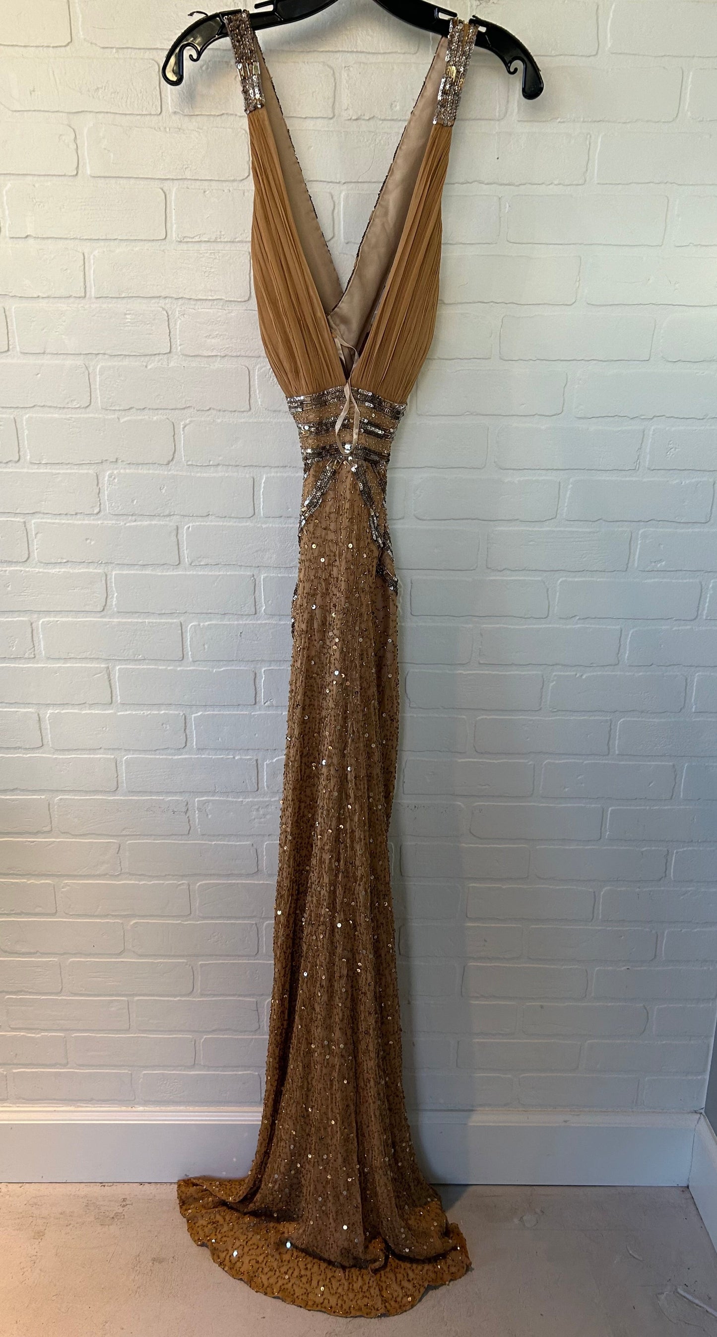 Dress Party Long By Adrianna Papell In Gold, Size: L