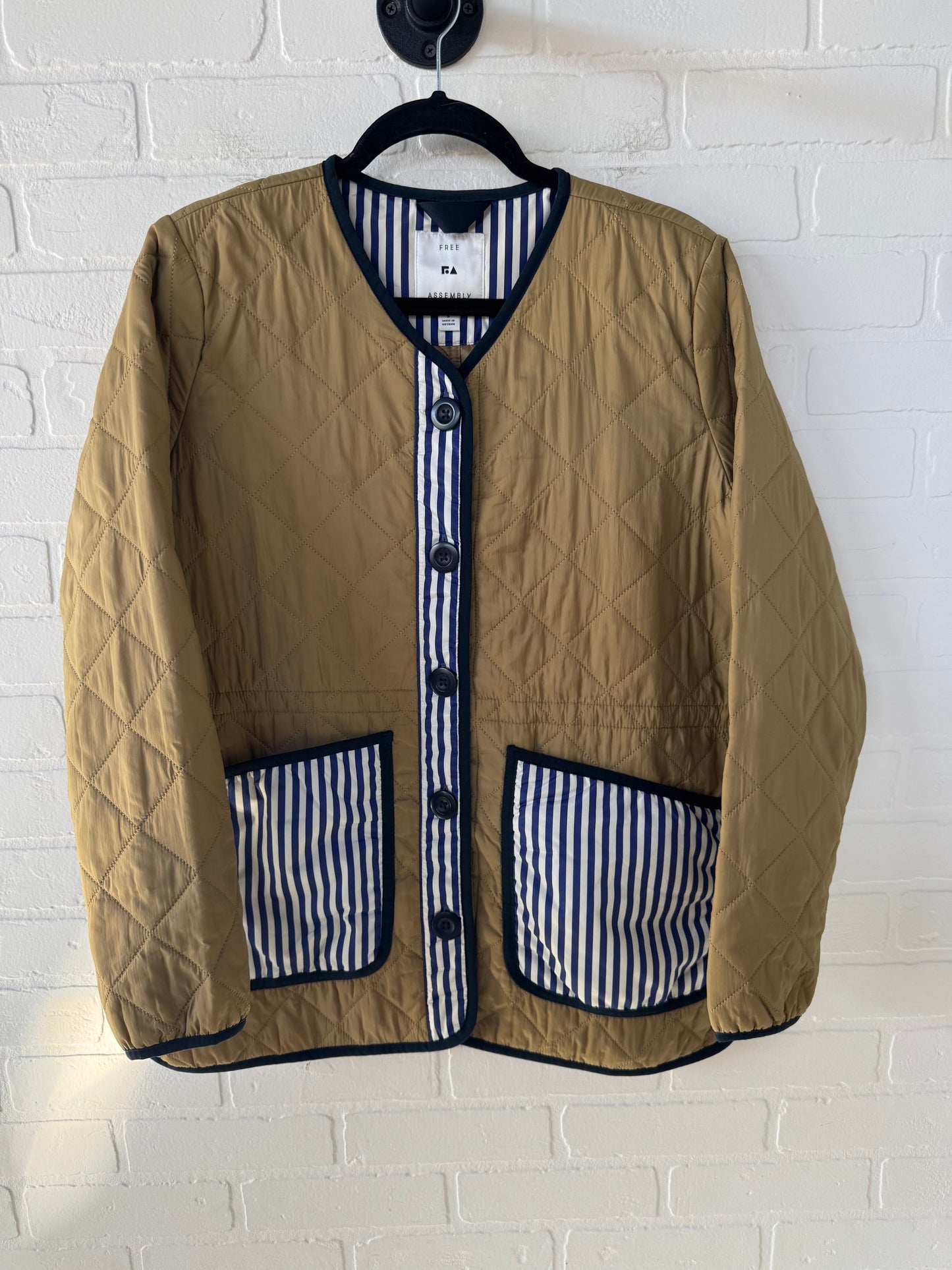 Jacket Shirt By Free Assembly In Blue & Tan, Size: S