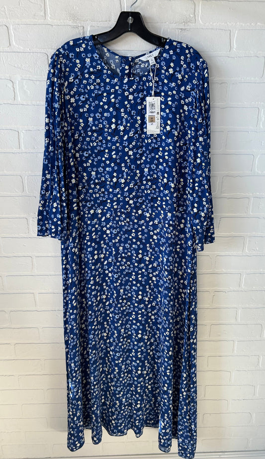 Dress Casual Maxi By M&S In Blue & White, Size: 2x