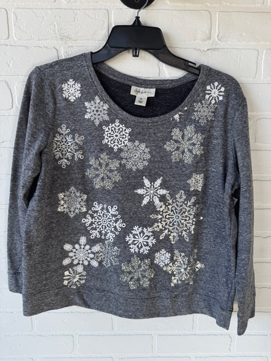 Sweatshirt Crewneck By Style And Company In Grey & White, Size: Lp