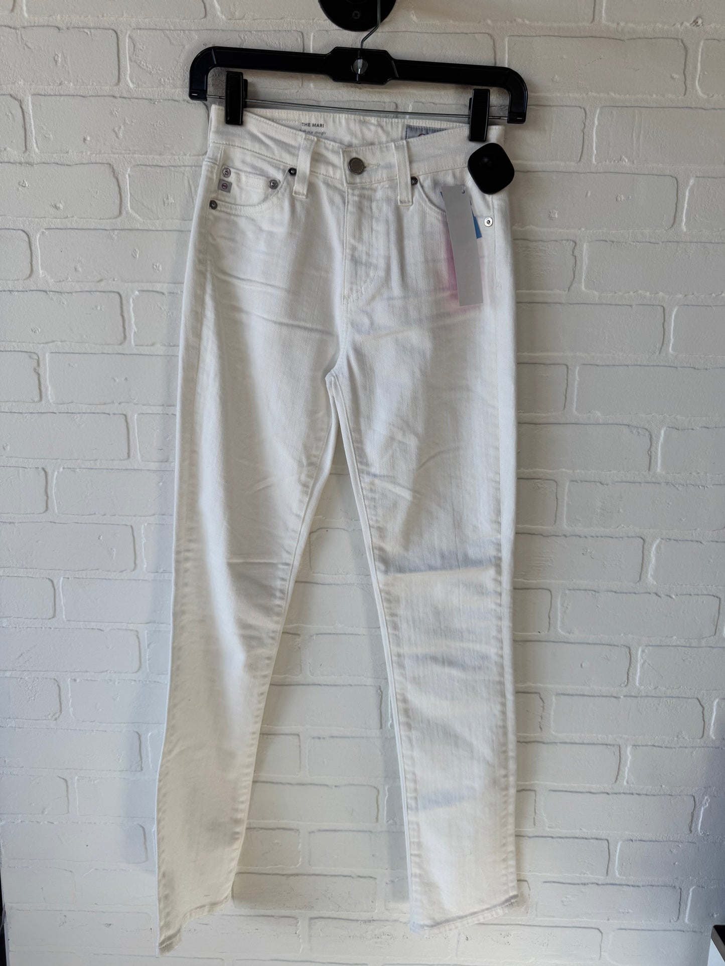 Jeans Straight By Ag Jeans In White Denim, Size: 0