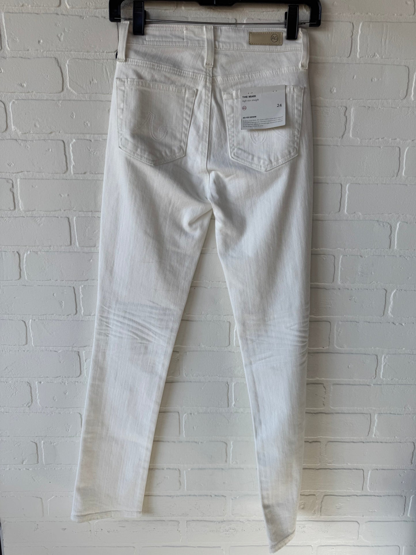 Jeans Straight By Ag Jeans In White Denim, Size: 0