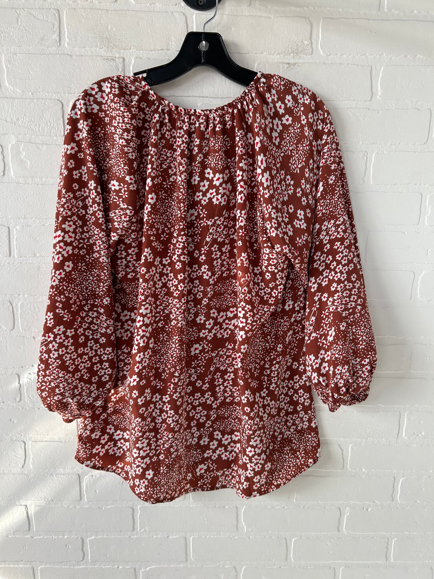 Top Long Sleeve By Clothes Mentor In Brown & Red, Size: L