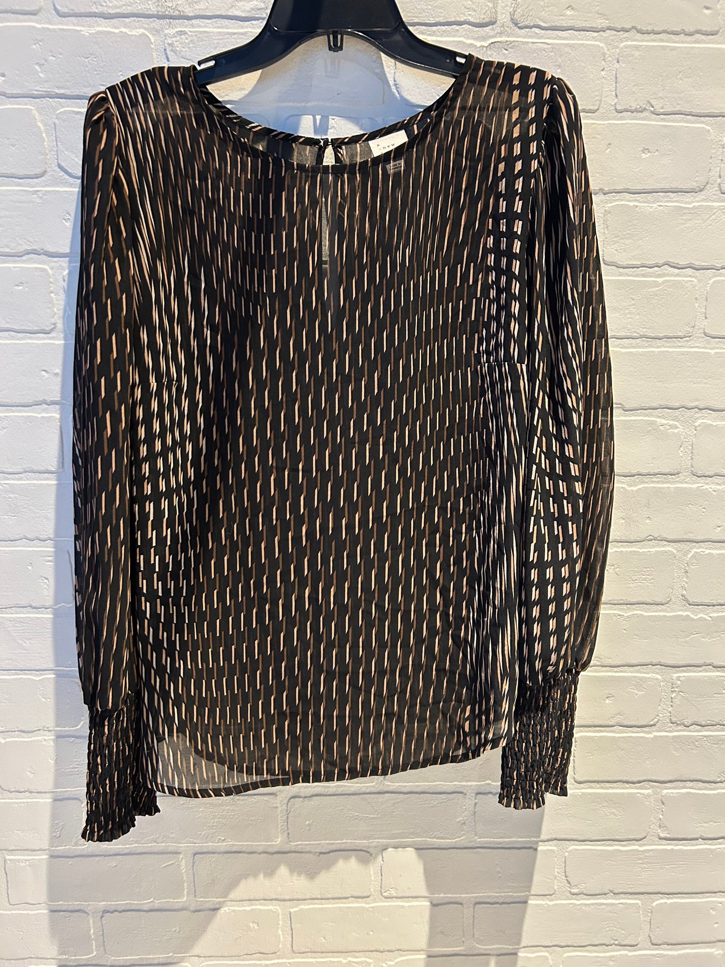 Top Long Sleeve By A New Day In Black & Brown, Size: Xl