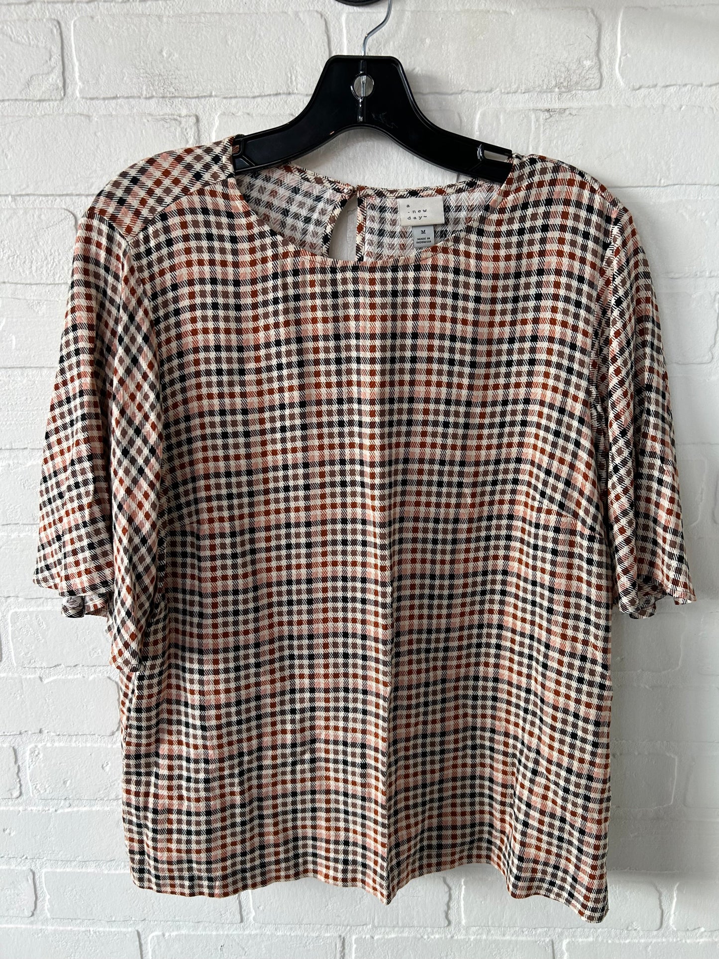 Top Short Sleeve By A New Day In Brown & Cream, Size: M