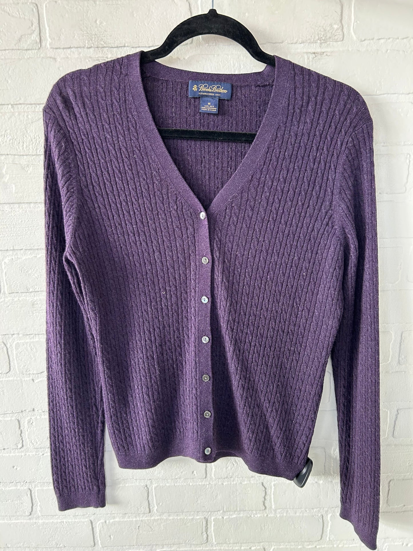 Sweater Cardigan By Brooks Brothers In Purple, Size: M