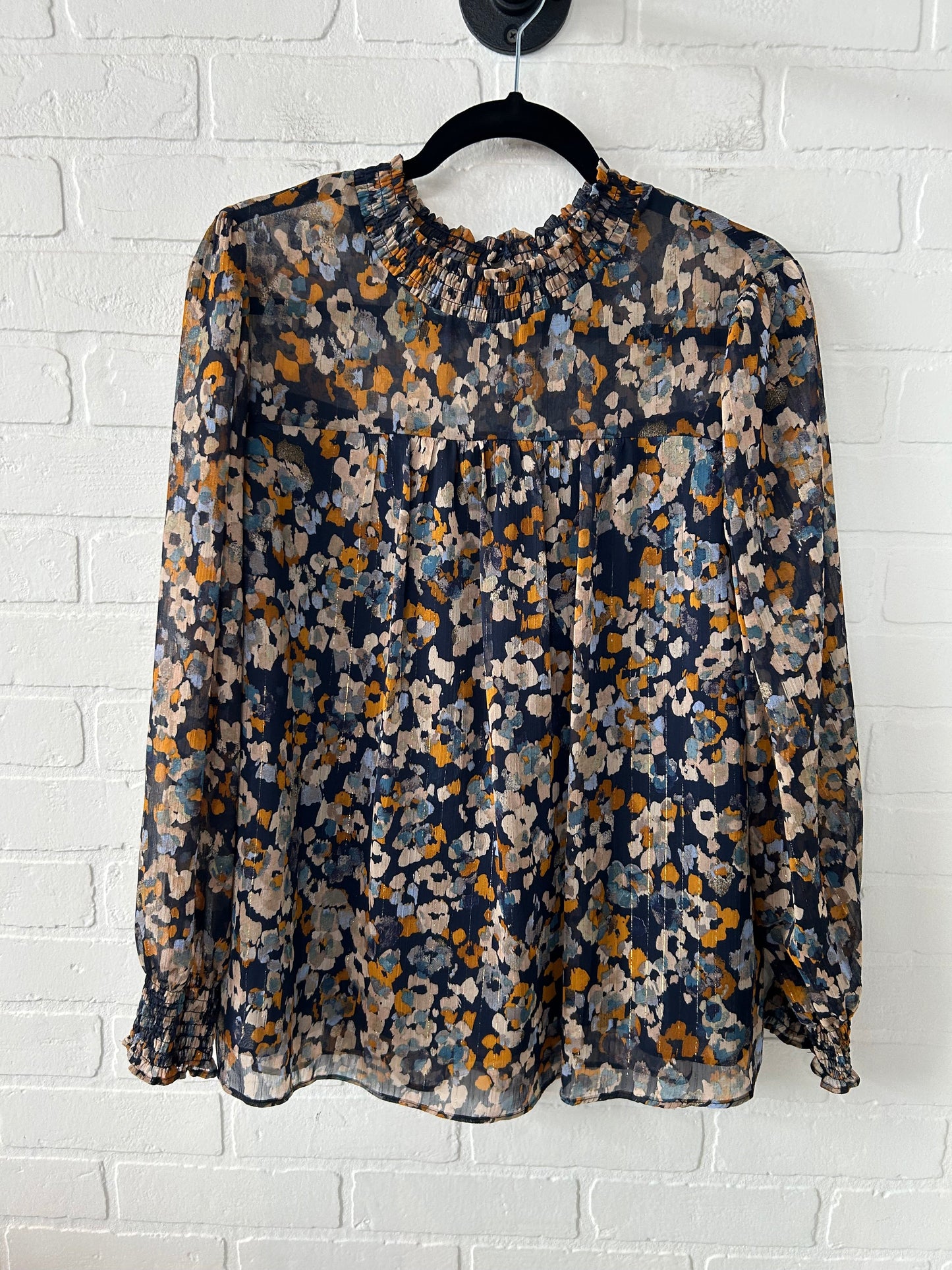 Top Long Sleeve By Zac And Rachel In Blue & Gold, Size: L