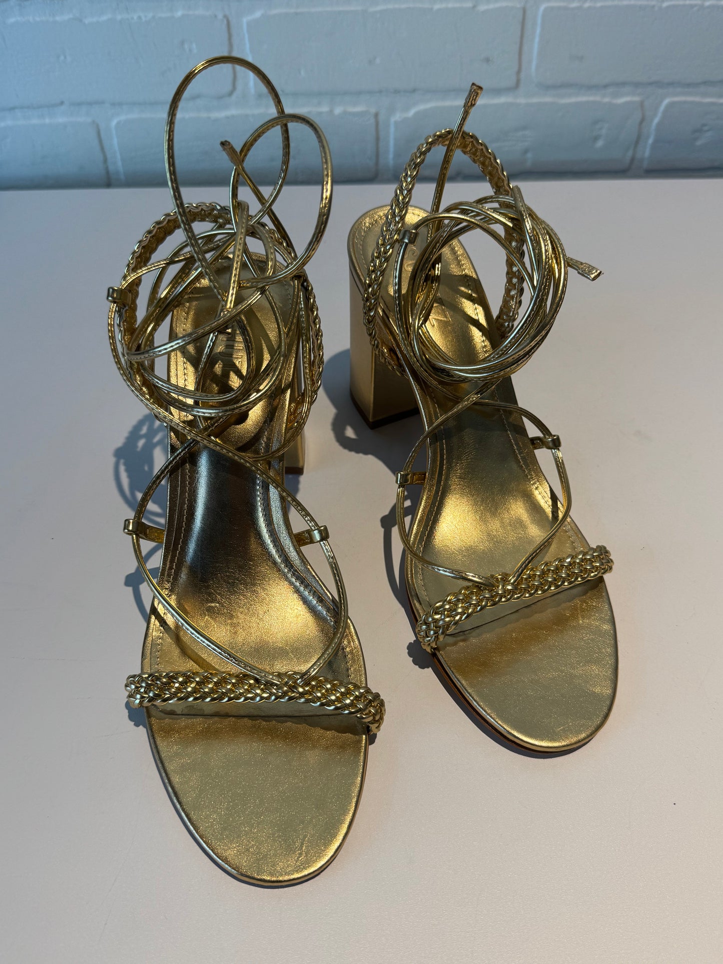 Sandals Heels Block By Evereve In Gold, Size: 10