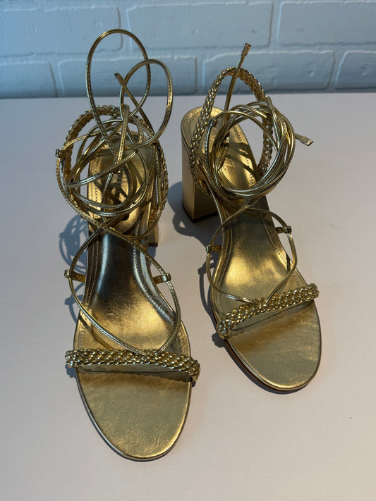 Sandals Heels Block By Evereve In Gold, Size: 10