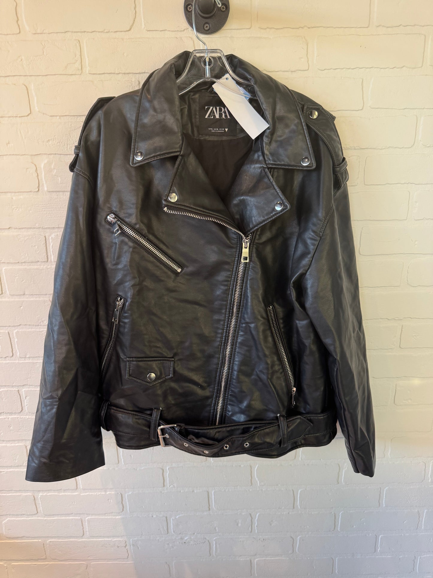 Jacket Moto By Zara In Black, Size: Xl