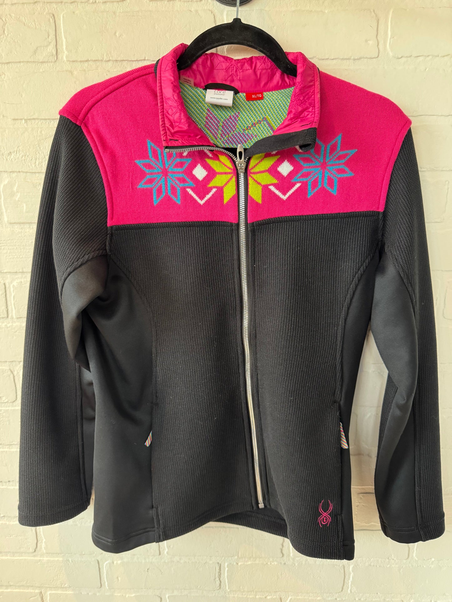 Jacket Fleece By Spyder In Black & Pink, Size: Xl