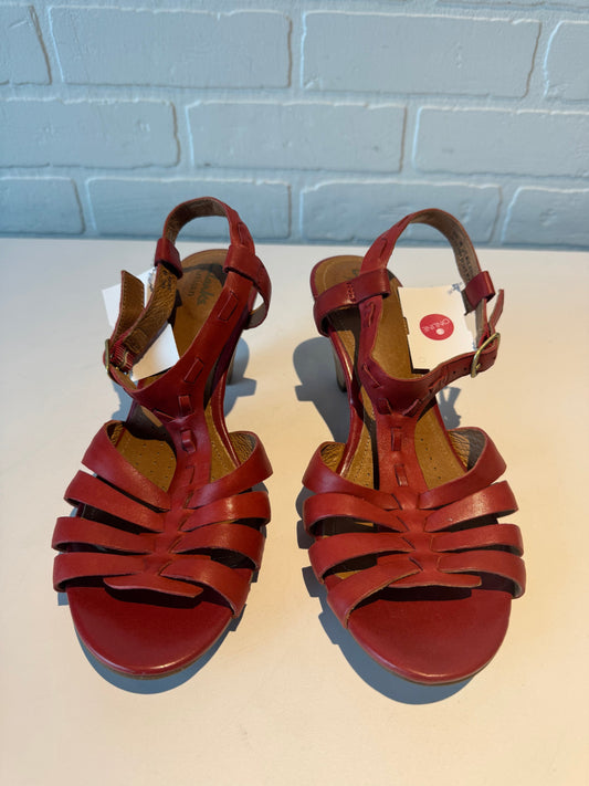 Sandals Heels Block By Clarks In Red, Size: 8