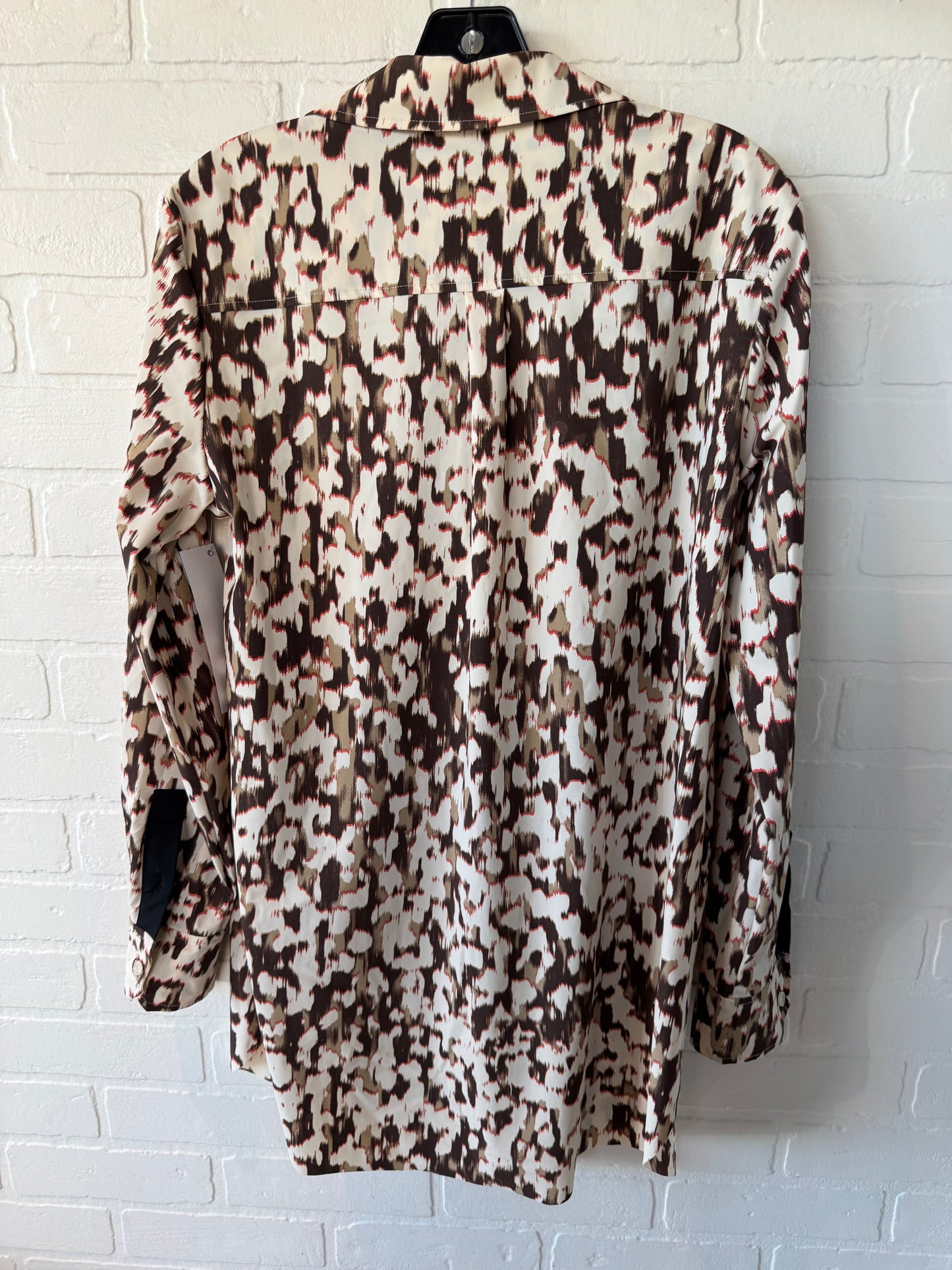 Top Long Sleeve By Lysse In Brown & Cream, Size: M