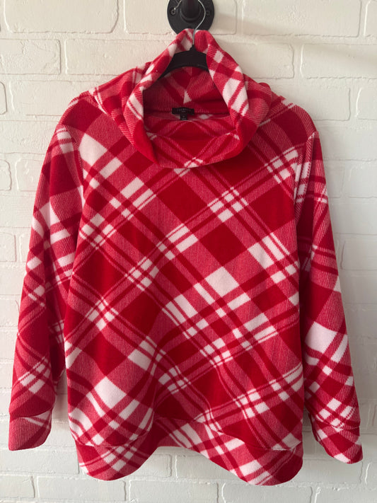 Top Long Sleeve By Talbots In Red & White, Size: 1x