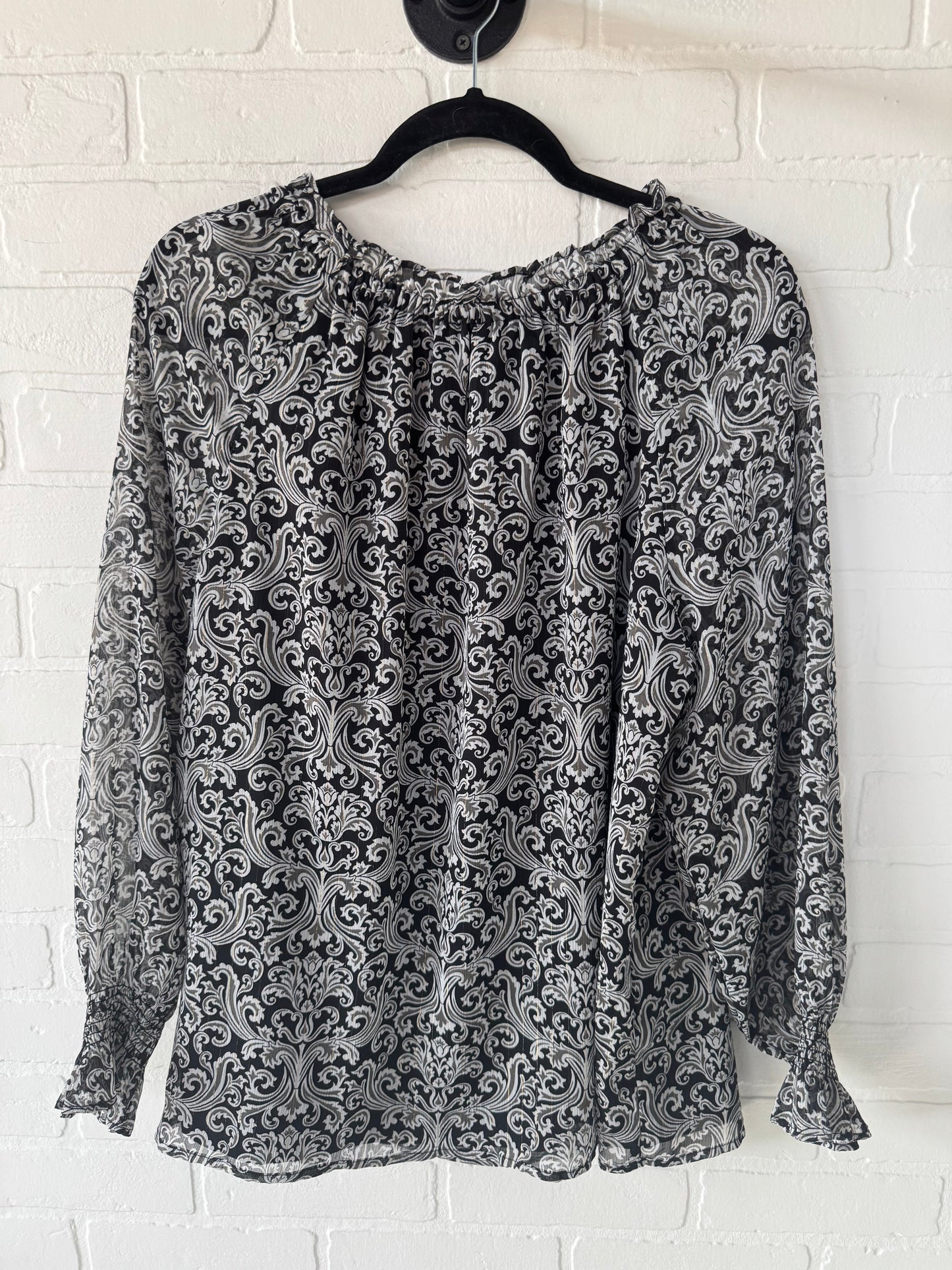 Top Long Sleeve By Talbots In Black & Grey, Size: L