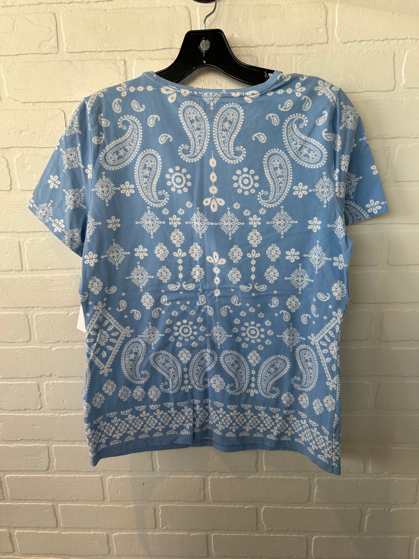 Top Short Sleeve By Talbots In Blue & White, Size: M