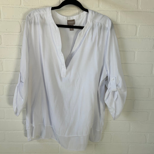 Tunic 3/4 Sleeve By Chicos In White, Size: Xl