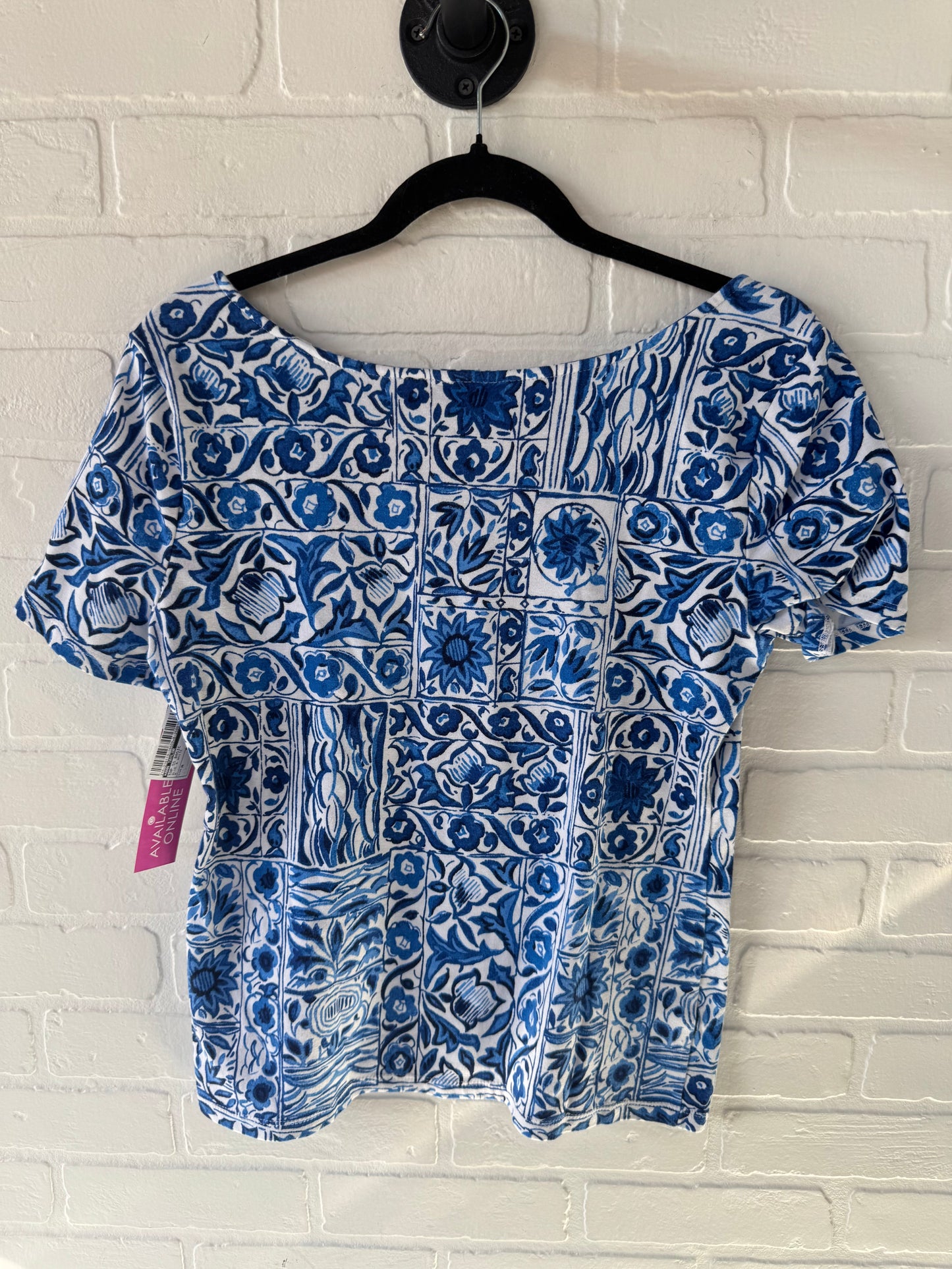 Top Short Sleeve Basic By Ann Taylor In Blue & White, Size: M